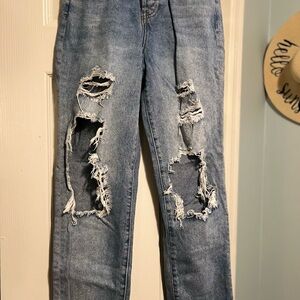 Blue Jeans with Distressed Details